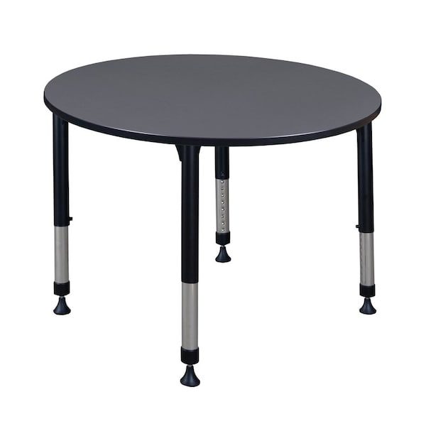 Kee Round Classroom Tables, 48 W, 48 L, 23-34 H, Wood, Metal, Grey TB48RNDGYAPBK - main
